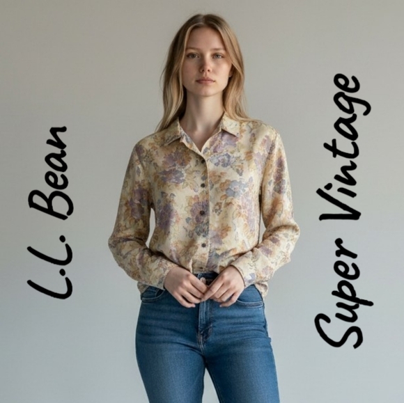 L.L. Bean Tops - L.L. Bean Made In USA Women's Size 14 Large Vintage Floral Button Down Shirt